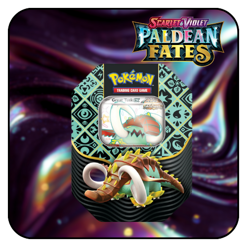 Pokemon TCG: Scarlet & Violet Paldean Fates sv4.5 Tin Great Tusk – Safari  Zone